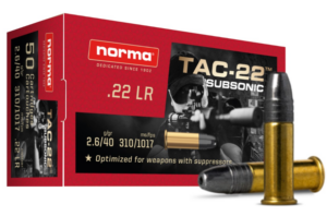 Norma Rimfire Ammo - 22 LR 40 Grain Tac-22 Subsonic - CASE OF 5,000