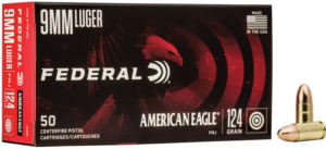 Federal Loaded Ammo - 9mm Luger - 124 Grain FMJ American Eagle (50)