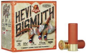 Hevi Shotgun Loaded Ammo Hevi Bismuth - 12 Gauge - 2 3/4" Length - Shot Size 5 - 1 1/4oz Shot Charge (1,400 FPS) (25 Rounds)