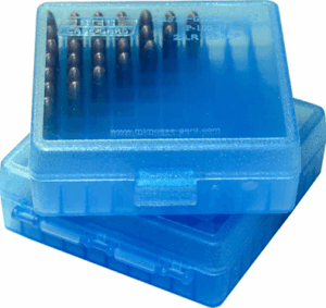 MTM Ammo Box 100 Round Flip-Top - 22 LR & 25 ACP - Clear Blue