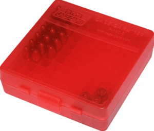 MTM Ammo Box 100 Round Flip-Top - 17 HMR & 22 WSM - Clear Red