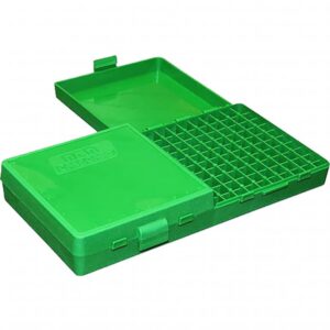 MTM Ammo Box - Flip Top 200 Round Large Pistol - 45 ACP, 10mm, 40 S&W, 44 Magnum - Green