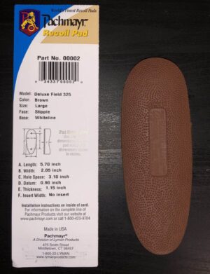 Pachmayr Model 325 Deluxe Field Pad - Whiteline Base - Brown Color - Large Size - Stipple Face