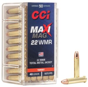 CCI 22 Magnum Rimfire Ammo - Maxi-Magnum - .22 WMR 40 Grain - Total Metal Jacket (50)
