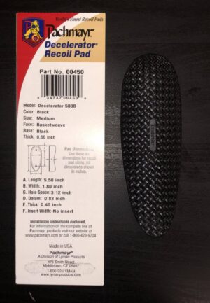 Pachmayr Model 500B Decelerator Pad - Black Base - Black Color - Medium Size - Basketweave Face - .50" Thick