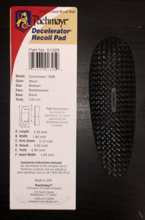 Pachmayr Model 750B Decelerator Pad - Black Base - Black Color - Medium Size - Basketweave Face - .80" Thick