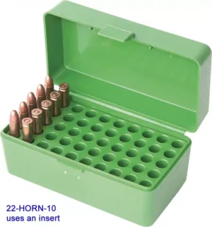 MTM Ammo Box 50 Round Flip-Top - 22 Hornet, 223 Rem, 30 Carbine - Green