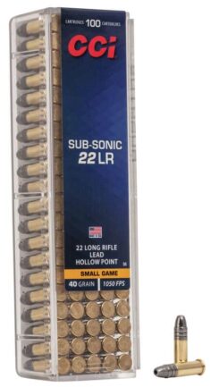 CCI Rimfire Ammo - 22 LR 40 Grain - Subsonic Lead Hollow Point - 1050 FPS (100)