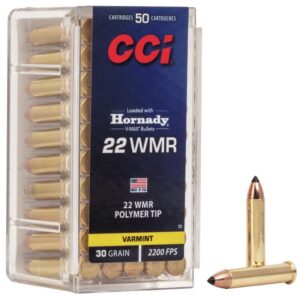 CCI 22 Magnum Rimfire Ammo - V-MAX - .22 WMR 30 Grain - Polymer Tip (50)