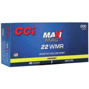 CCI Rimfire Maxi-Magnum 22 WMR Jacketed Hollow Point 40 grain (200 Round Box)