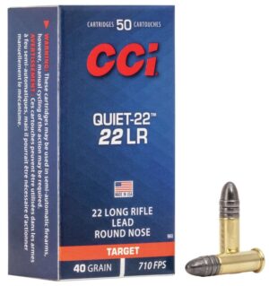 CCI Rimfire Ammo - Quiet-22 - .22 LR 40 Grain Lead Round Nose 710 FPS (50)