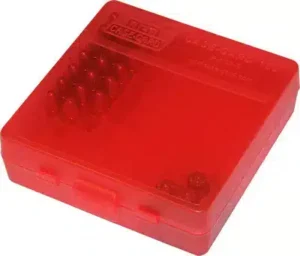 MTM Ammo Box 100 Round Flip-Top - 38 Special, 357 Magnum - Clear Red