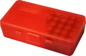 *Inventory Reduction Sale - MTM Ammo Box 50 Round Flip-Top - 9mm Luger,  380 ACP - Red