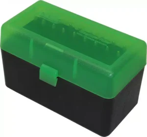 *Warehouse Cleanout Super Sale - MTM Ammo Box 50 Round Flip-Top - 25-06, 270 Win, 30-06 - Clear Green & Black