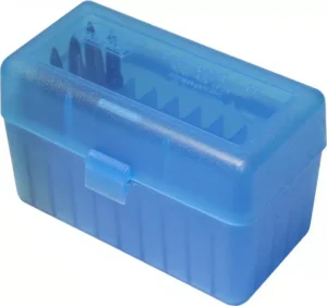 *Inventory Reduction Sale - MTM Ammo Box 50 Round Flip-Top - WSM,  RShort Action Ultra Magnum - Clear Blue