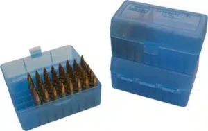 MTM Ammo Box 50 Round Flip-Top - 17 Rem, 204 Ruger, 222 / 223 Rem - Clear Blue