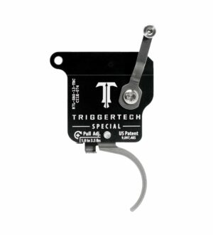 TriggerTech Trigger - Remington 700 - Special 1-3.5lbs - Left Hand - Top Safety w/ Bolt Release - Single Stage - Black / Stainless - Curved Lever