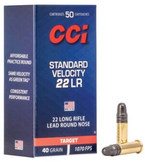 CCI Rimfire Ammo Standard Velocity .22 LR 40 Grain - Lead Round Nose (1070 FPS) (50)