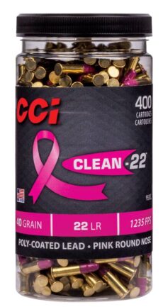 CCI Rimfire Ammo 22 LR - Clean-22 - 40 Grain - Poly-Coated Lead - Pink Round Nose (400)