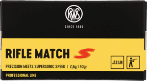 RWS Rimfire Ammo .22 LR 40 Grain - Rifle Match S - CASE OF 5,000