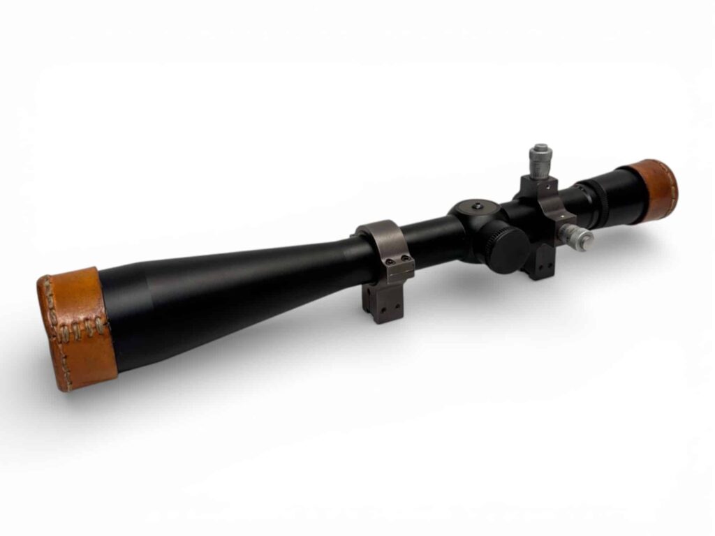 USED Leupold Competition Scope - 45x45mm - Crosshair with Target Dot Reticle - Locked up by Bob Brackney with Brackney Custom Adjustable Rings and Leather Scope Caps - Comes with Leupold Box