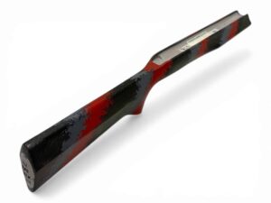 McMillan Bruno Stock - Heavy Varmint W/ Carbon Fiber Shell - Partial Inlet for BAT B Action - HV Barrel Channel - Molded In Banded Carbon McMillan - Red, Dark Gray, Clear Base