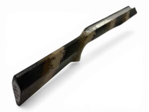 McMillan Bruno Stock - Heavy Varmint W/ Carbon Fiber Shell - Partial Inlet for BAT B Action - HV Barrel Channel - Molded In Banded Carbon Arid - Dark Tan, Coffee Brown, Clear Base