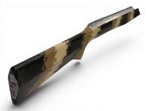 McMillan Bruno Stock - Heavy Varmint W/ Carbon Fiber Shell - Partial Inlet for BAT B Action - HV Barrel Channel - Molded In Banded Carbon Desert - Golden Brown, Light Tan, Clear Base