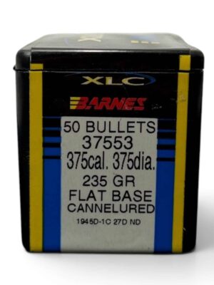 *PURCHASED IN ESTATE* Barnes Bullets - 375 Caliber .375 - 235 Grain - Flat Base Cannelured Solid Dry Film Coated X-Bullet - OPEN BOX OF 50 BULLETS