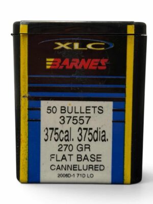 *PURCHASED IN ESTATE* Barnes Bullets - 375 Caliber .375 - 270 Grain - Flat Base Cannelured XLC Solid Dry Film Coated X-Bullet - OPEN BOX OF 50 BULLETS