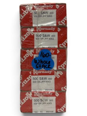 *PURCHASED IN ESTATE* Factory Sealed Lot of 250 Bullets - Hornady 500 S&W .500 - 500 Grain - JHP MAG (Price Includes 5 Boxes of 50 Bullets - 250 Bullets Total)