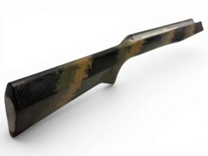 McMillan Bruno Stock - Light Varmint W/ Carbon Fiber Shell - Partial Inlet for BAT B Action - HV Barrel Channel - Molded In Banded Carbon Forest - Golden Brown, Olive, Clear Base